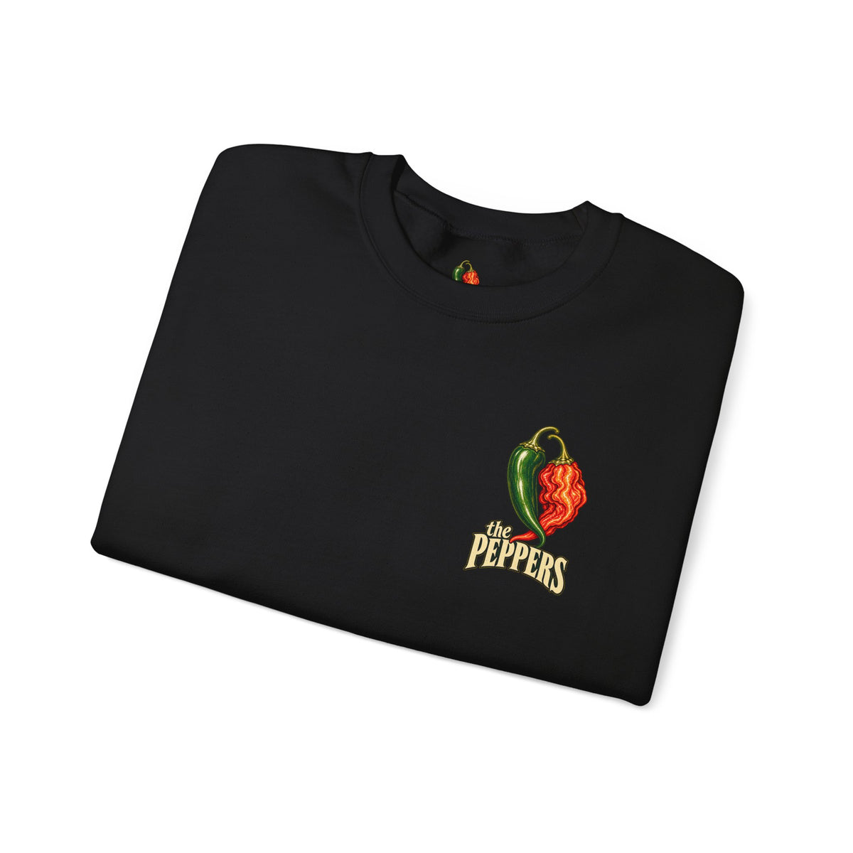 Crewneck Sweatshirt — The Peppers Custom Vintage Chili Pepper Design (Personalized Names & Date)