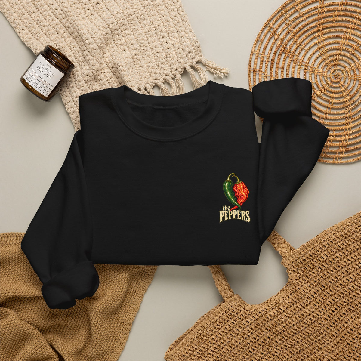 Pepper Band Crewneck Sweatshirt — 'The Peppers' Vintage Chili Art